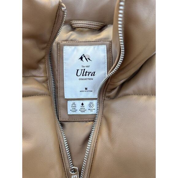 Abercrombie & Fitch Ultra Mini Puffer Vest Size M Brown B - Picture 2 of 3